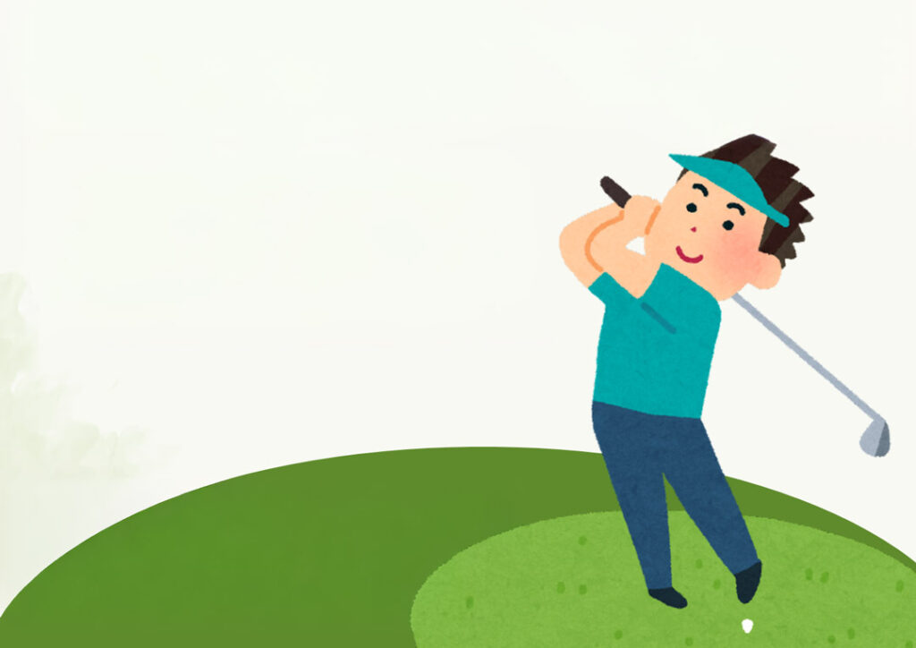 Ilustración de un niño jugando al golf.