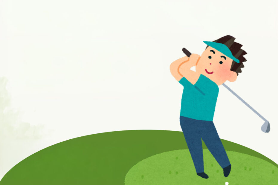 Ilustración de un niño jugando al golf.